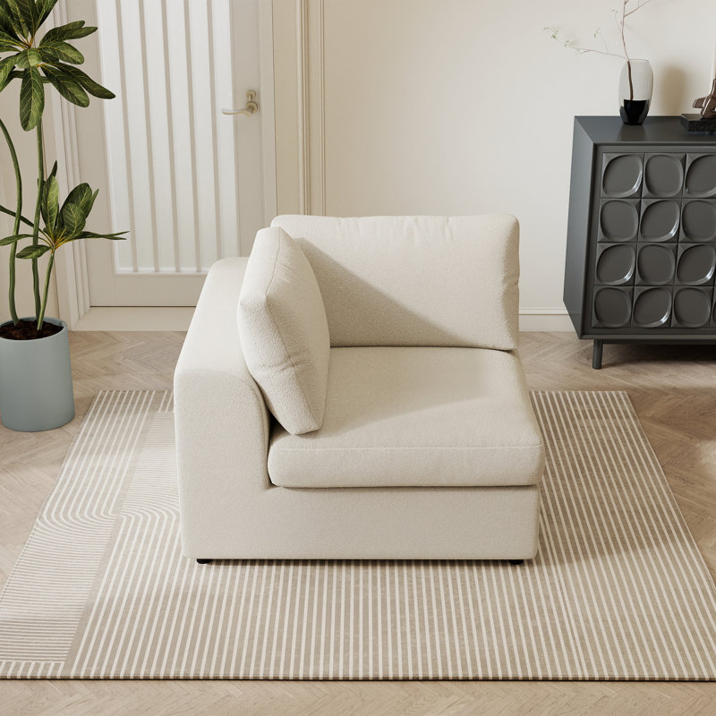Fauteuil d'appoint d'angle rembourré Boucle, Blanc