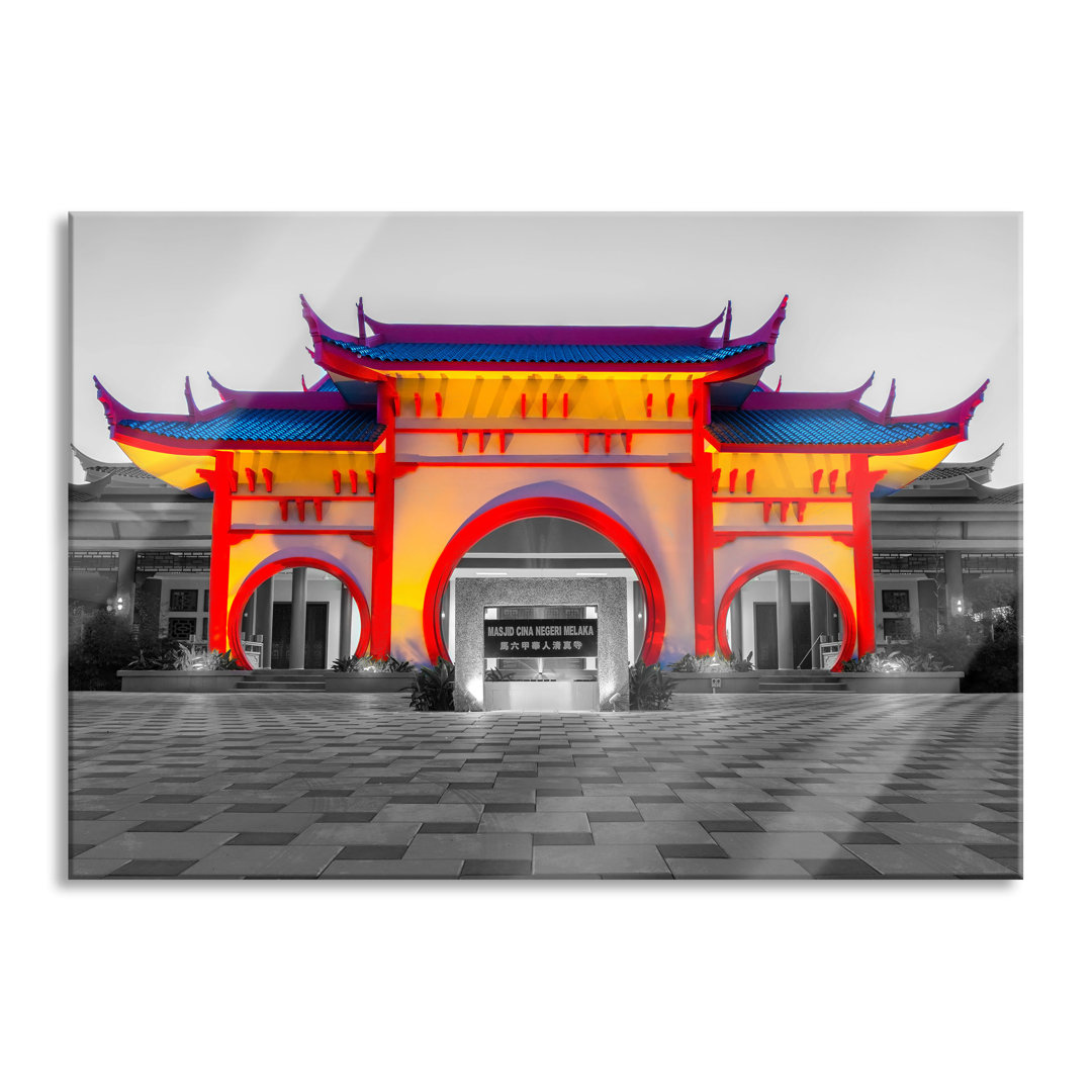 Glasbild Bunter chinesischer Tempel