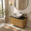 Meuble de rangement mural de salle de bain en contreplaqué de 76 cm (30 po) avec tiroir, comptoir en pierre frittée, sans lavabo, sans robinet ni couvercle de lavabo.