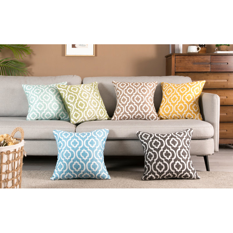 Jacquard Geometric Pillow Cover, Blue