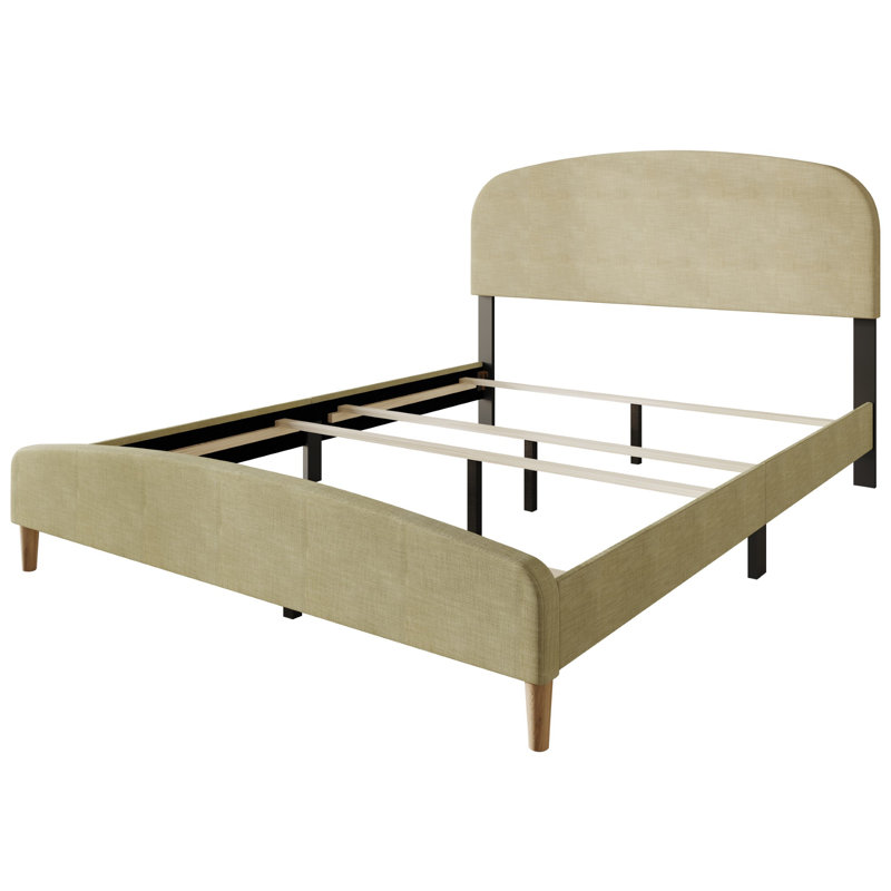 Lit standard rembourré Britnei, Crème, Double