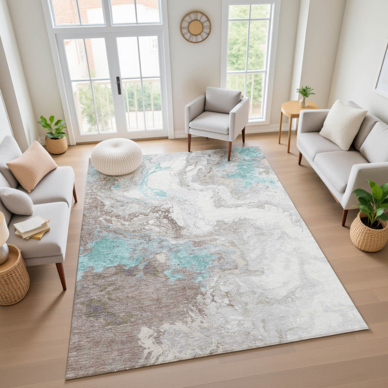 Premium Machine Washable Giacchetto AMF1841 Abstract Rug, Rectangle 8' x 10'