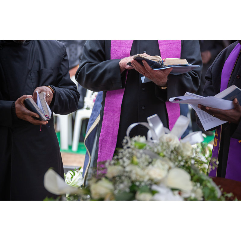 Three Anglican Priests Attending A Funeral - Wrapped Canvas Print, 30cm H x 46cm W x 3.8cm D
