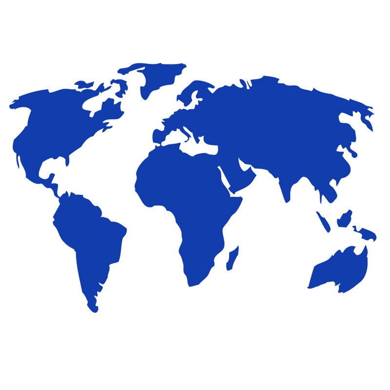 Décalcomanie murale carte du monde, H 22 po x l 32 po x P 0,01 po, Bleu foncé