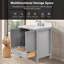 Meuble-lavabo de 76 cm (30 po), armoire de rangement de salle de bain avec cadre en bois massif, comptoir de toilette autoportant avec lavabo gris