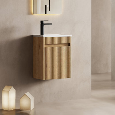 16" Bathroom Vanity With Sink, Wall Mounted Floating Cabinet