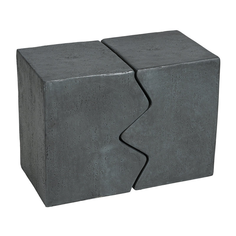 MGO Side Table, Set Of 2 Rectangular Outdoor Side Tables, Decorative Garden Stools For Indoor Outdoor, Accent Table Patio Side Table End Table W Spotted, Stone Gray Color