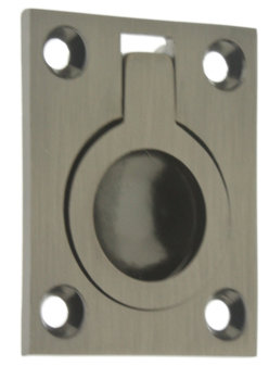 Solid Brass Flush Ring Pull, Antique Nickel