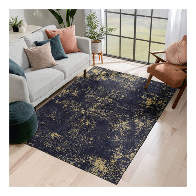 Tapis pour chambre à coucher, tapis lavable, à poils courts, antidérapant, antidérapant, pliable, adapté aux enfants et aux animaux de compagnie - Tapis pour salon, chambre à coucher, cadeau de mariage de cuisine (noir)