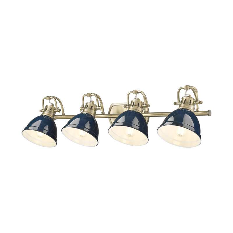 Ensemble de meuble-lavabo 4 lumières Brynnan, Bleu marine mat, Laiton vieilli