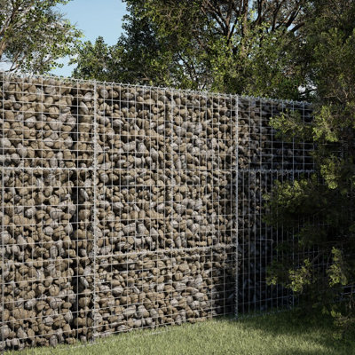Gabion Basket Silver Galvanized Iron Wire 39.4"x39.4"x59.1" Outdoor Planter