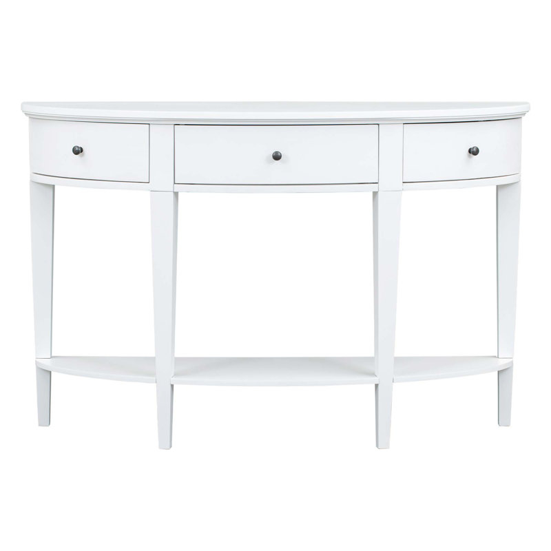 Modern Curved Console Table Sofa Table, White
