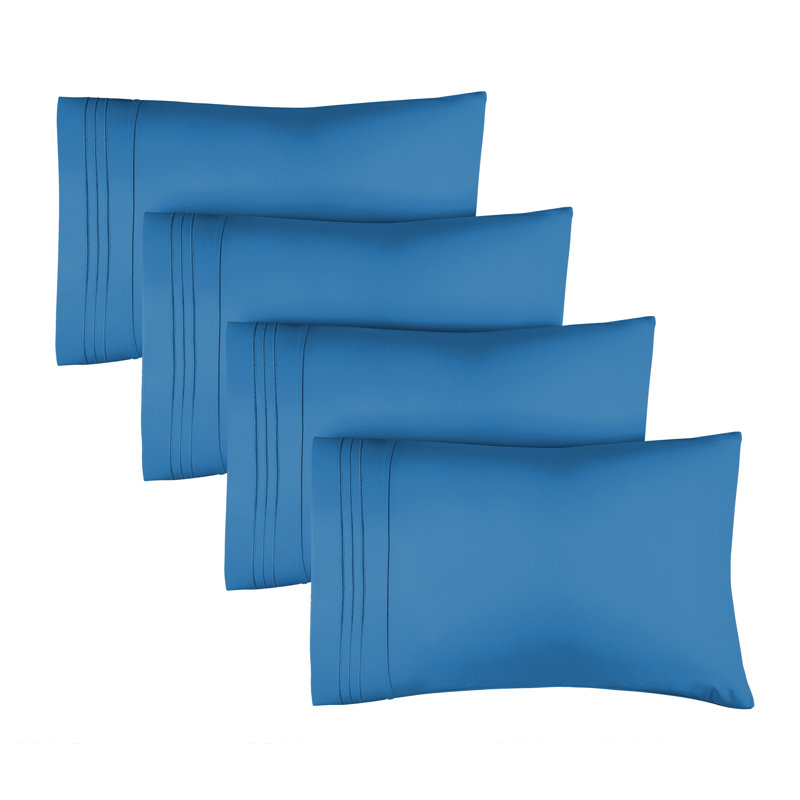 Pillowcase Set, Soft Double Brushed Microfiber, Cooling & Breathable Pillow Covers, Set of 4, King, Royal Blue