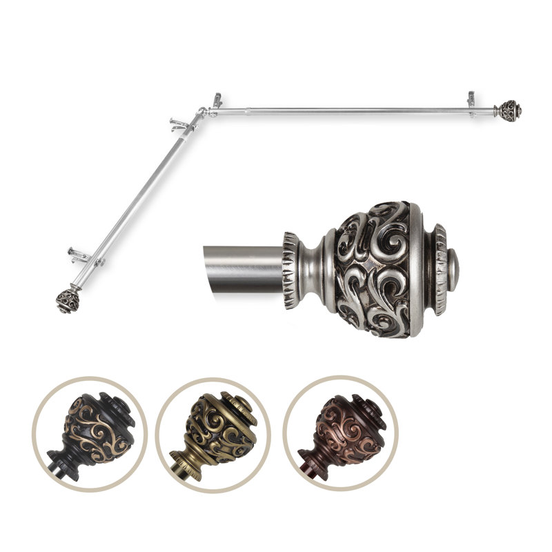 Tringle de rideau de coin simple ajustable 0,81 po North, Nickel satiné, 48 à 84 po