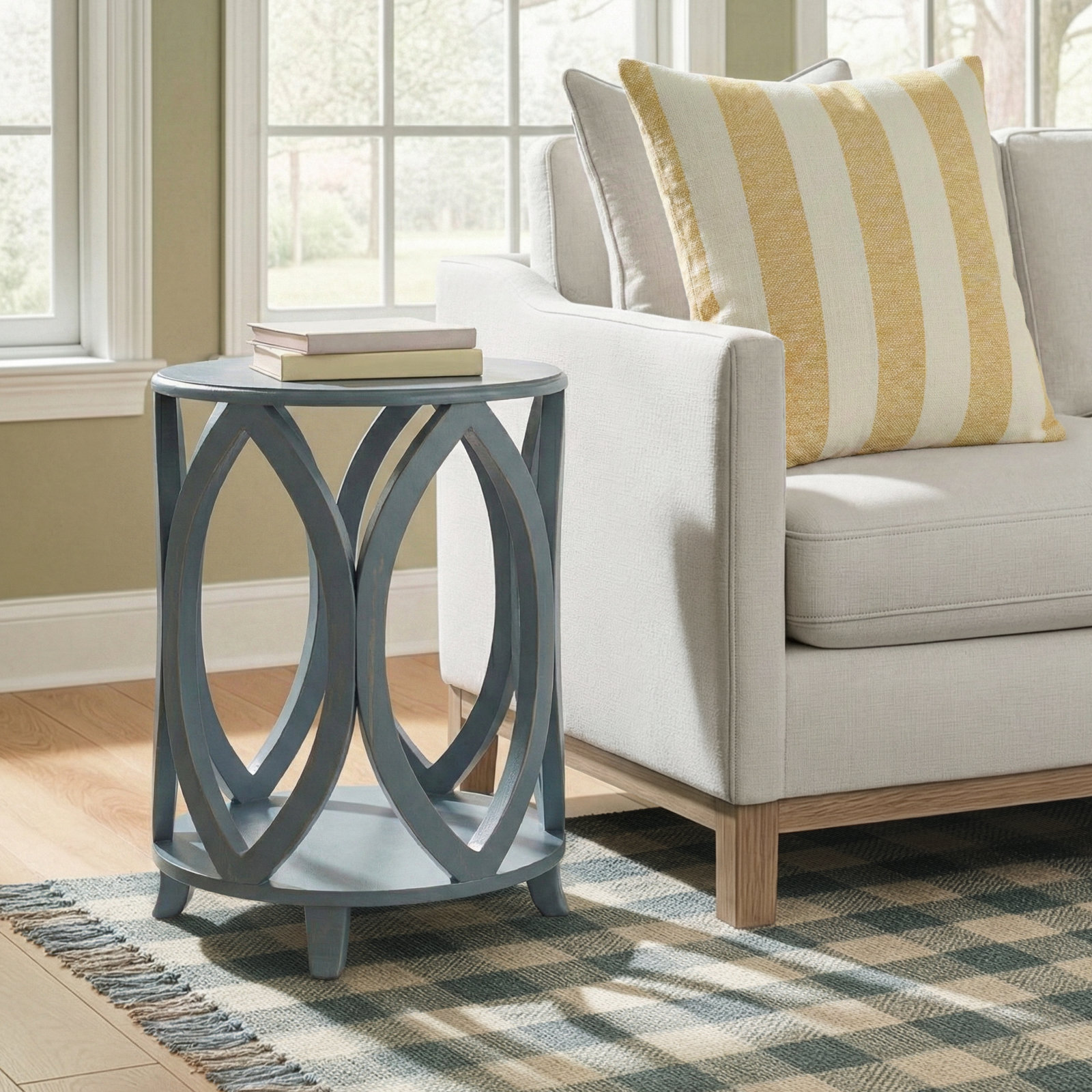 Smithson Solid Wood End Table, Dark Teal
