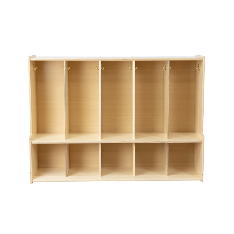 Natural Birch Plywood 5-Section Coat Locker with Bench