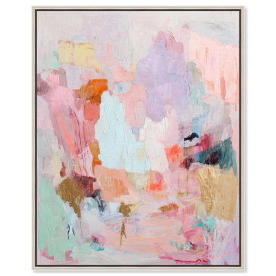 Swaths of Soft Color II Canvas Print Pink Wall Decor by Art Remedy, Silver Frame, 36 x 45