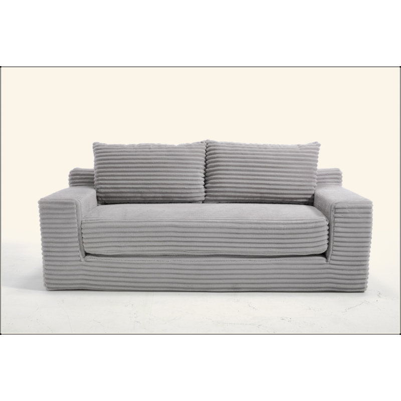 Canapé avec causeuse avec mousse à mémoire de forme et structure en acier - sans assemblage, conception convertible 2-en-1, tissu en velours côtelé - canapé compact pour les petits espaces, les appartements, le bureau à domicile et la chambre à coucher