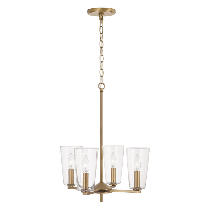 Luminaire suspendu moderne à 4 lumières pour îlot de cuisine Hillarey, Laiton