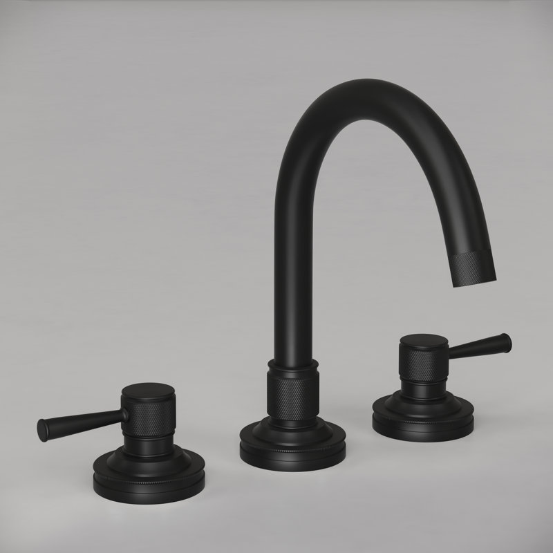 Wide Spread Lavatory Faucet, Less Handle,  Satin Gold Finish, Matte Black