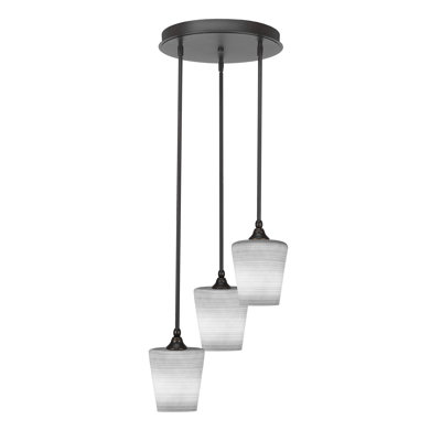 Empire 3 Light Stem Hung Cluster Pendalier With 6" White Matrix Glass