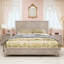 Ensemble de chambre à coucher 3 pièces avec lit plateforme très grand Kernie et 2 tables de chevet cannelées-122083548-122083552