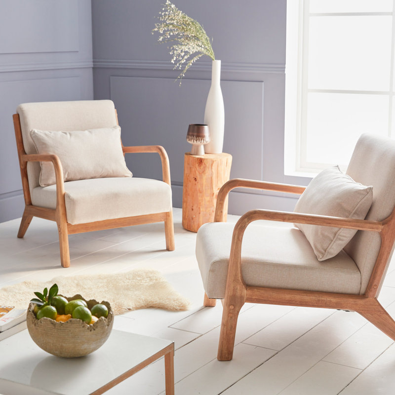 Dungannon 80Cm Scandy-style Wide Armchair, Beige