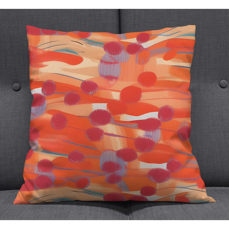 Throw Pillow With Insert, Red/Orange Abstract 6, 20"H x 20"W