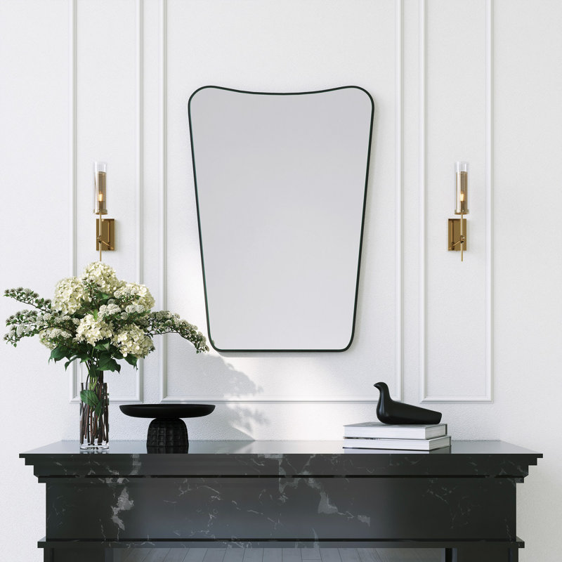 Modern Black Wall-Mounted Mirror, 19.7 x 27.6 inches | 100% MDF Construction, Solid Color Design | Perfect for Home Decor, Entryway, or Bathroom | Stylish and Space-Saving, Easy to Install