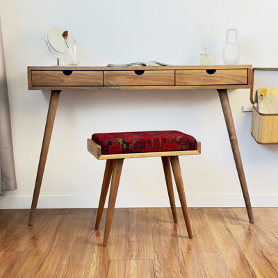 Jabed Ottoman Stool, Walnut Piano Bench, Vanity Stool & Functional Footrest for Living Room
