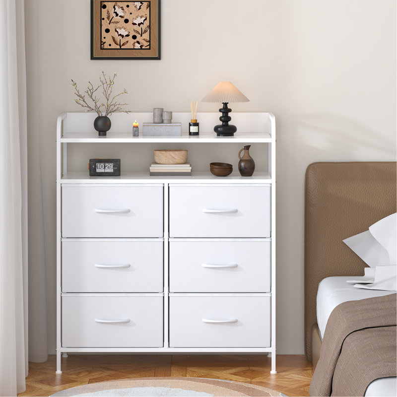 Metal 30cm W 6 - Drawer Chest of Drawers, Whie