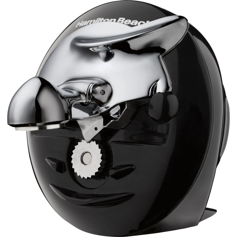 Black Cordless Electric Can Opener with Stainless Steel Blade