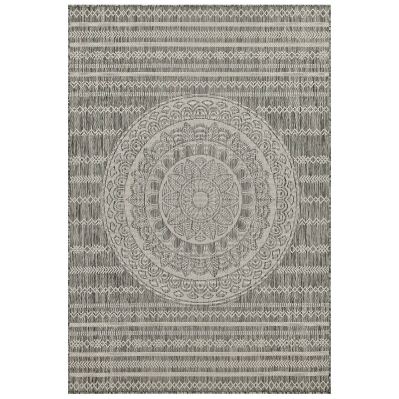 Tapis intérieur / extérieur Sunshine, Argent argent, Tapis de couloir 2 pi 7 po x 7 pi 3 po