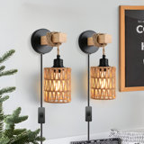 Wigston Rattan Wall Sconces Plug-in (Set of 2)