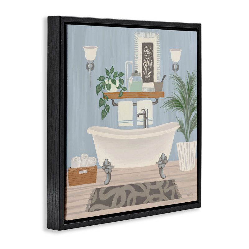 Unwind and Refresh Bathtub Floating Frame, design by Cat Thurman Designs, Jet Black Floater Frame, 18" H x 18" W