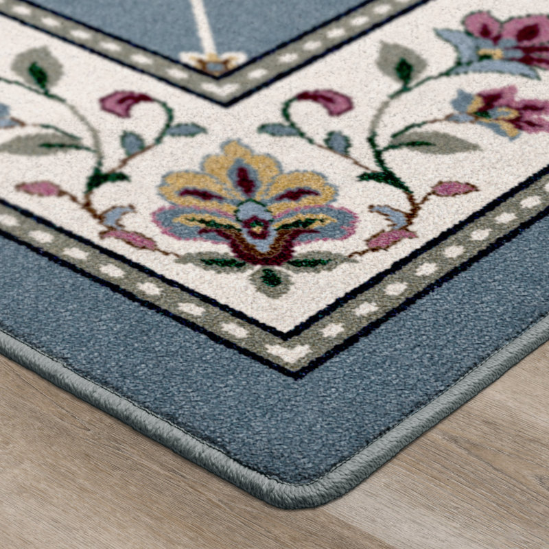 Alminus Signature Symphony Lapis Floral Lattice Area Rug, Runner 2'1" x 7'8"