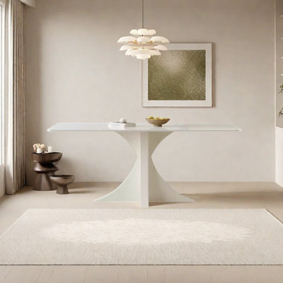 White carbon steel sintered stone dining table