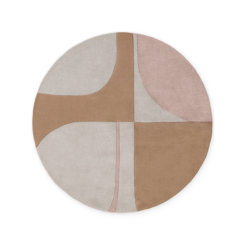 Deveshi Geometric Wool Hand Tufted Area Rug, Round 200 cm