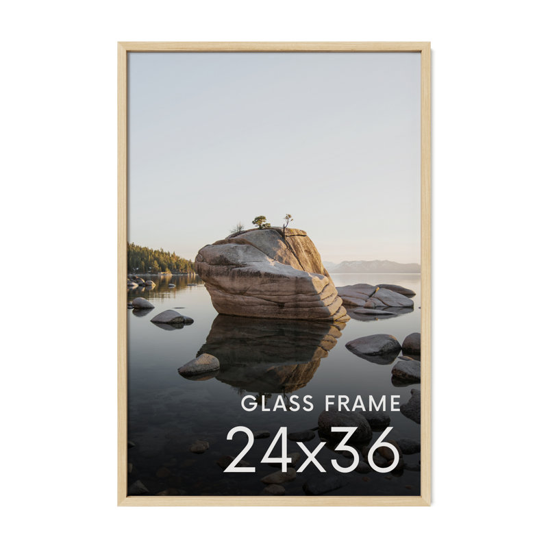 Cadre photo en bois massif avec verre, Beige, L 24 po x H 36 po