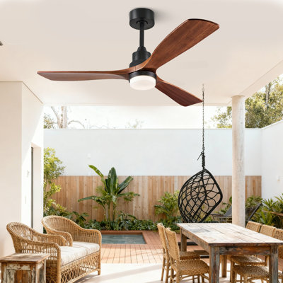 60" Smart Ceiling Fan with Light, 3-Wood Blade, 6-Speed Remote & APP Voice Control, 3CCT, Dimmable, Quiet High CFM BLDC Reversible Motor