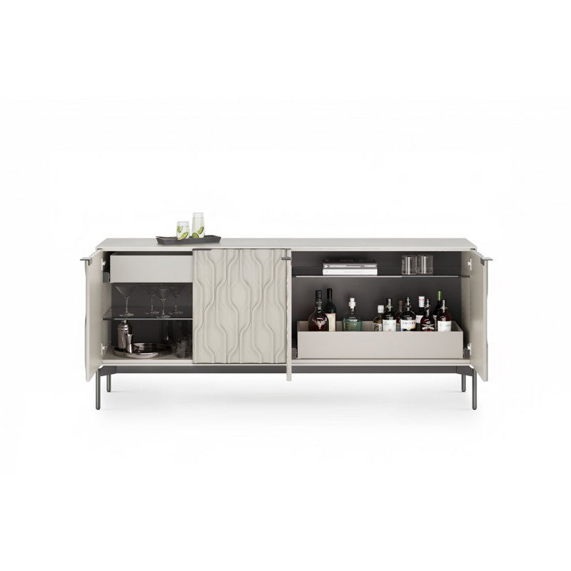 Mesa 79.5'' W Sideboard, Stone/Brushed Carbon