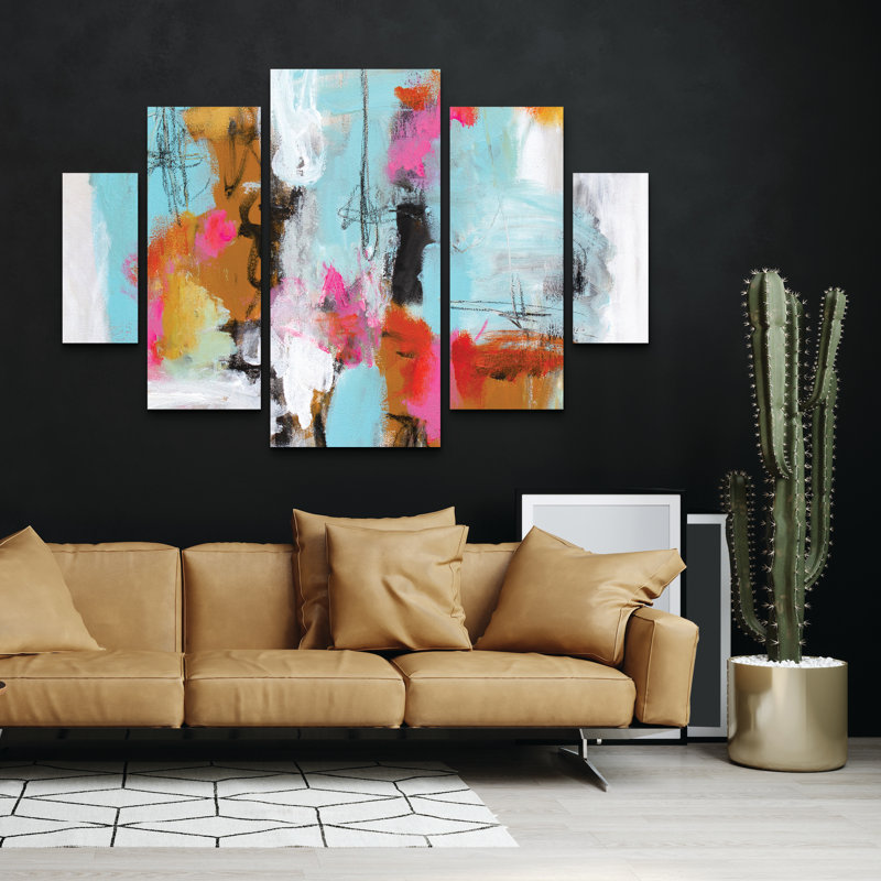 Ensemble de 5 panneaux muraux - Tove Hoglund «Painterly 7», art mural sur toile pour le salon, la chambre à coucher ou le bureau 