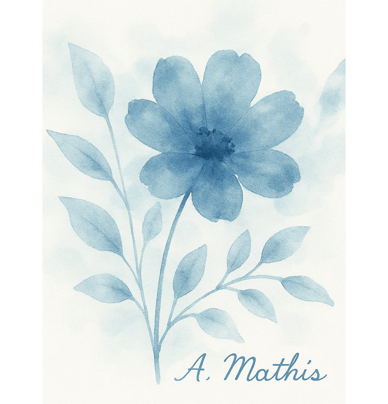 «Blue Blossom Serenity», art mural sur toile tendue, H 36 po x l 24 po