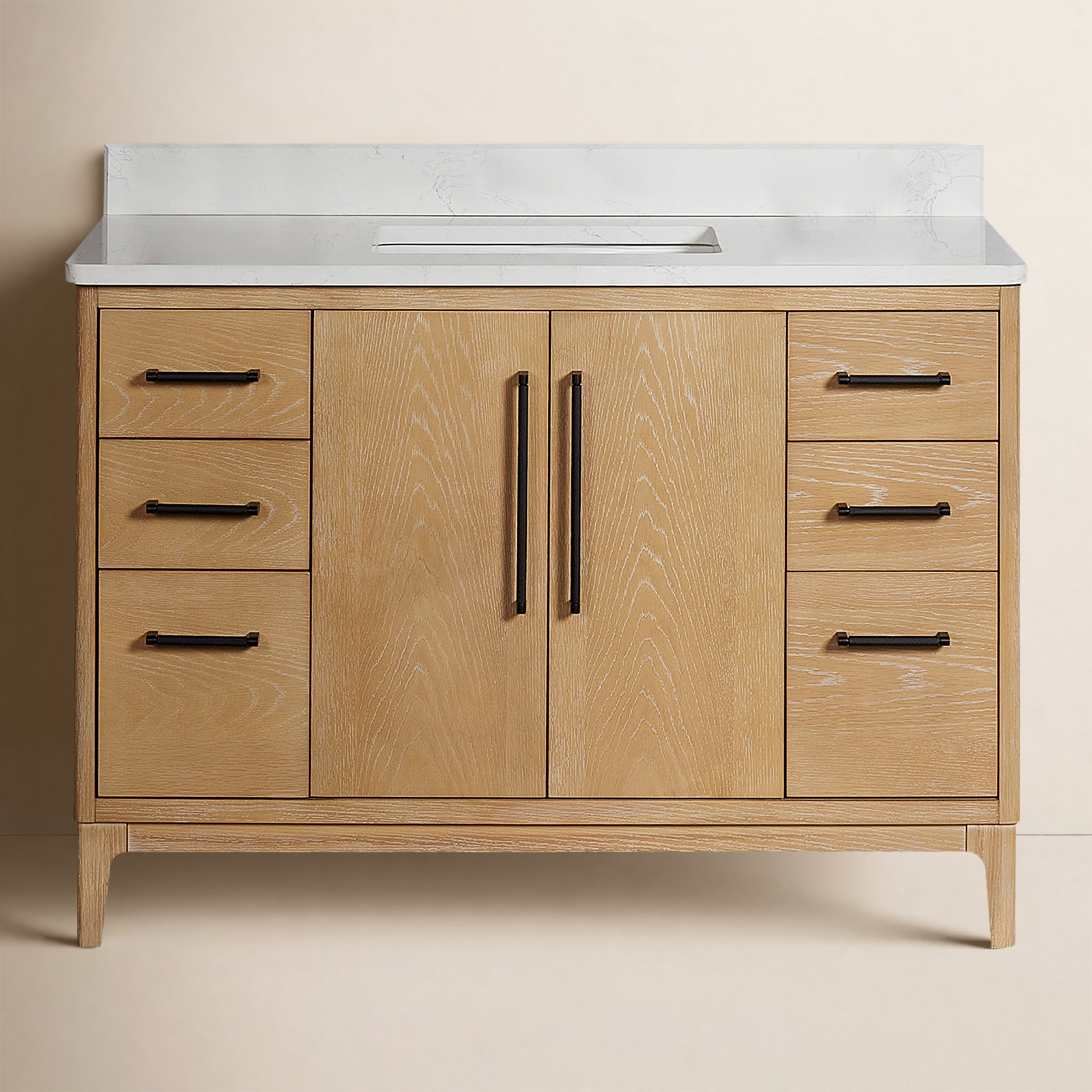 Langosta 48 Free Standing Single Bathroom Vanity with Top, Washed Ash Gray
