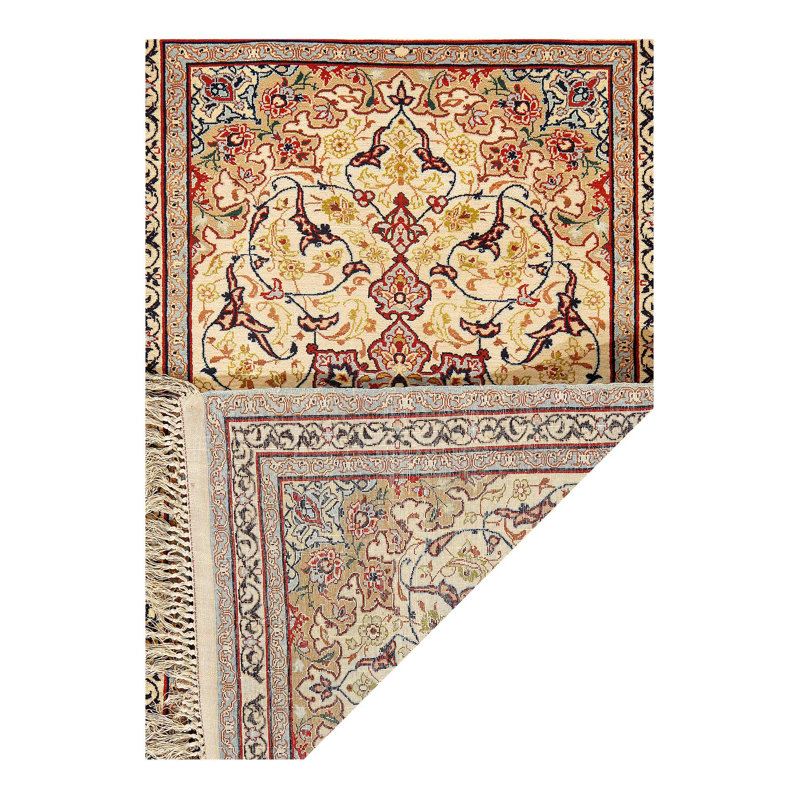 Tapis en laine et soie persan noué à la main Super Fine 2 pi 2 po x 3 pi 4 po