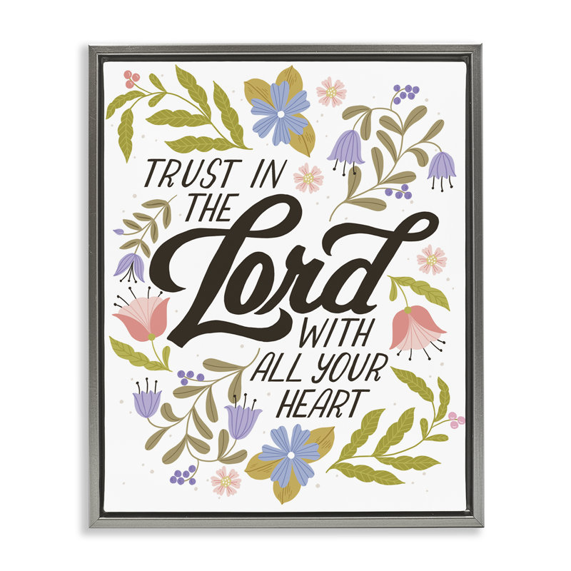 «Trust In The Lord Proverb», art mural sur toile flottant noir, design par Muffin Grayson, H 21 po x l 17 po