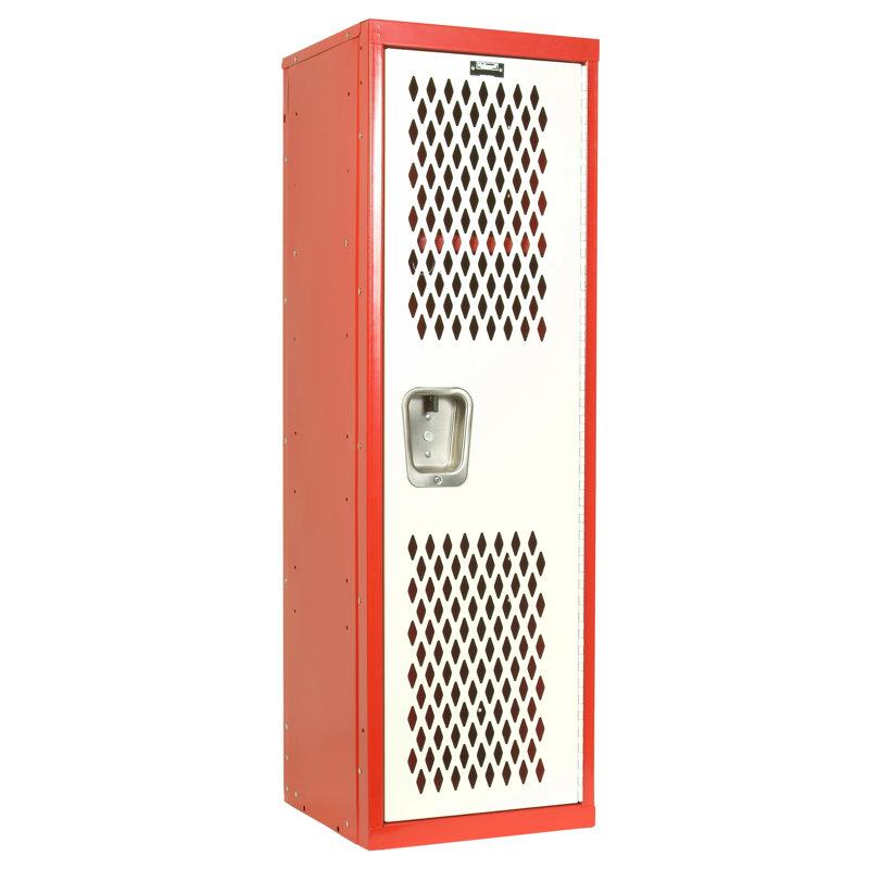 Casier pour enfants avec porte perforée, Rouge / Blanc