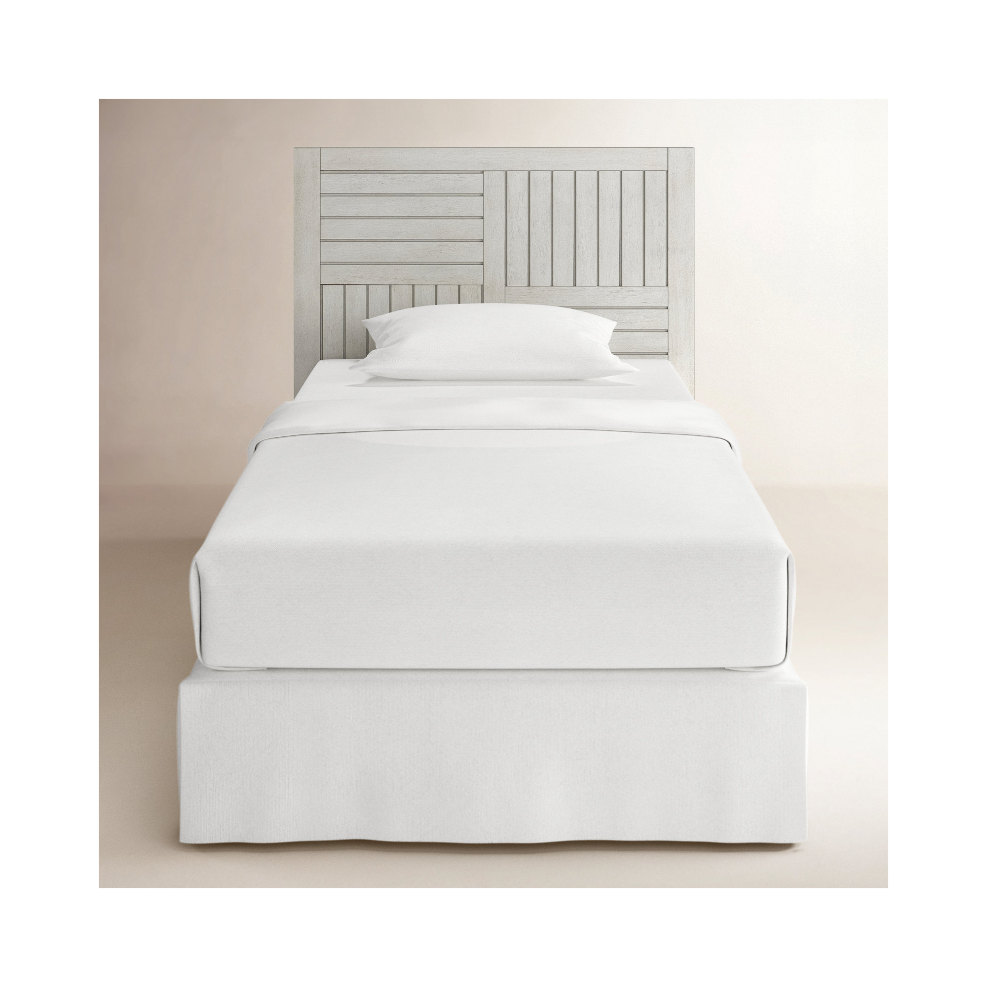 Cotswald Twin Solid Wood Panel Headboard, Stone Path White , Twin