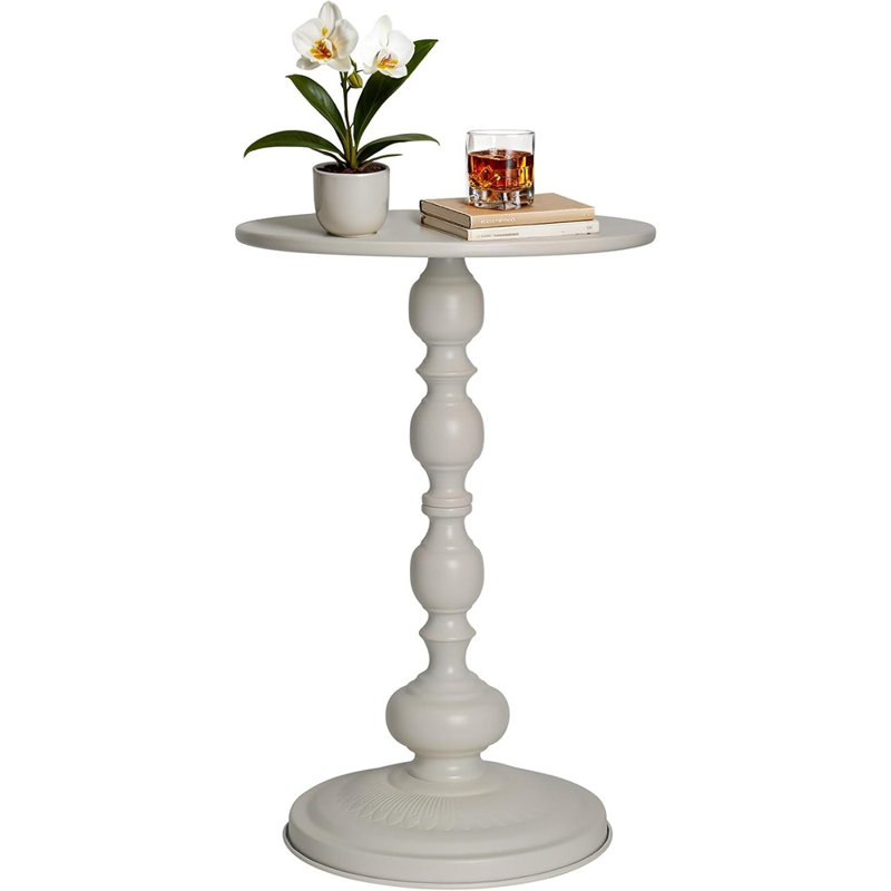 Petite table de bout ronde en métal, table de chevet vintage pour petits espaces, tables d'appoint modernes, tables basses pour salon, chambre à coucher, coins, patio - blanc