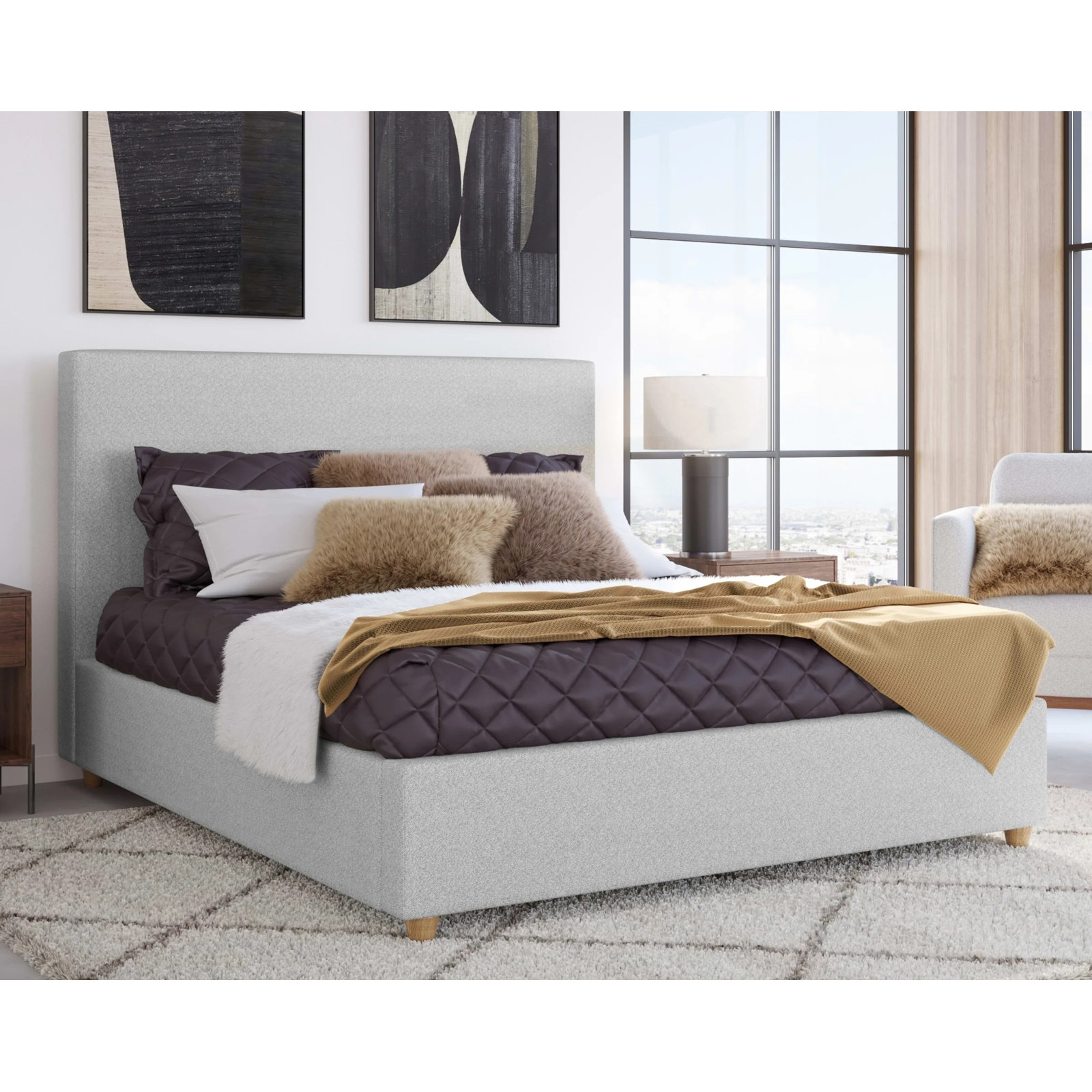 Linen Upholstered Bed, Linen, California King